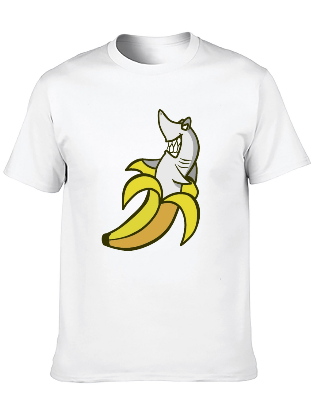 Shark Banana Funny Graphic Tee - Mens Cotton Blend