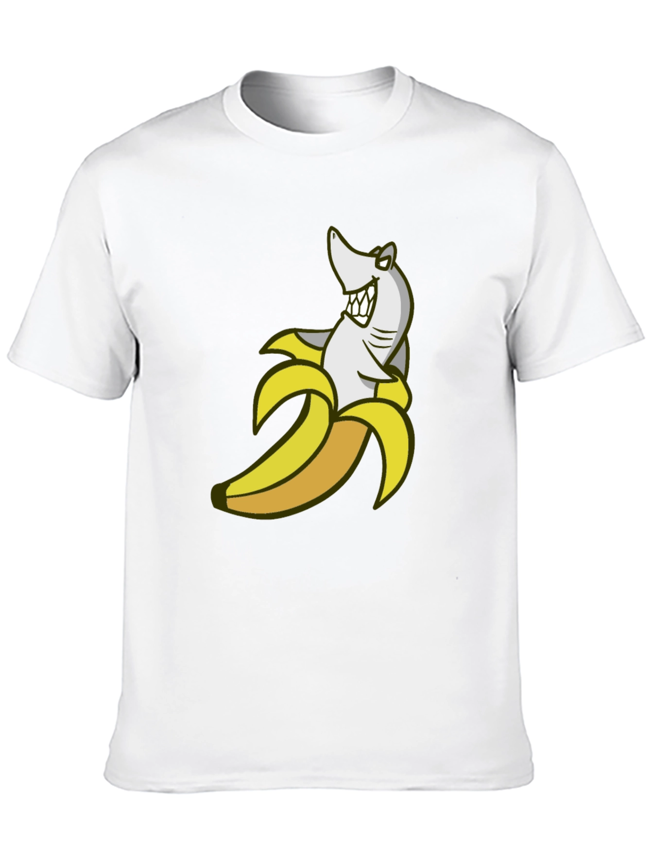 Shark Banana Funny Graphic Tee - Mens Cotton Blend