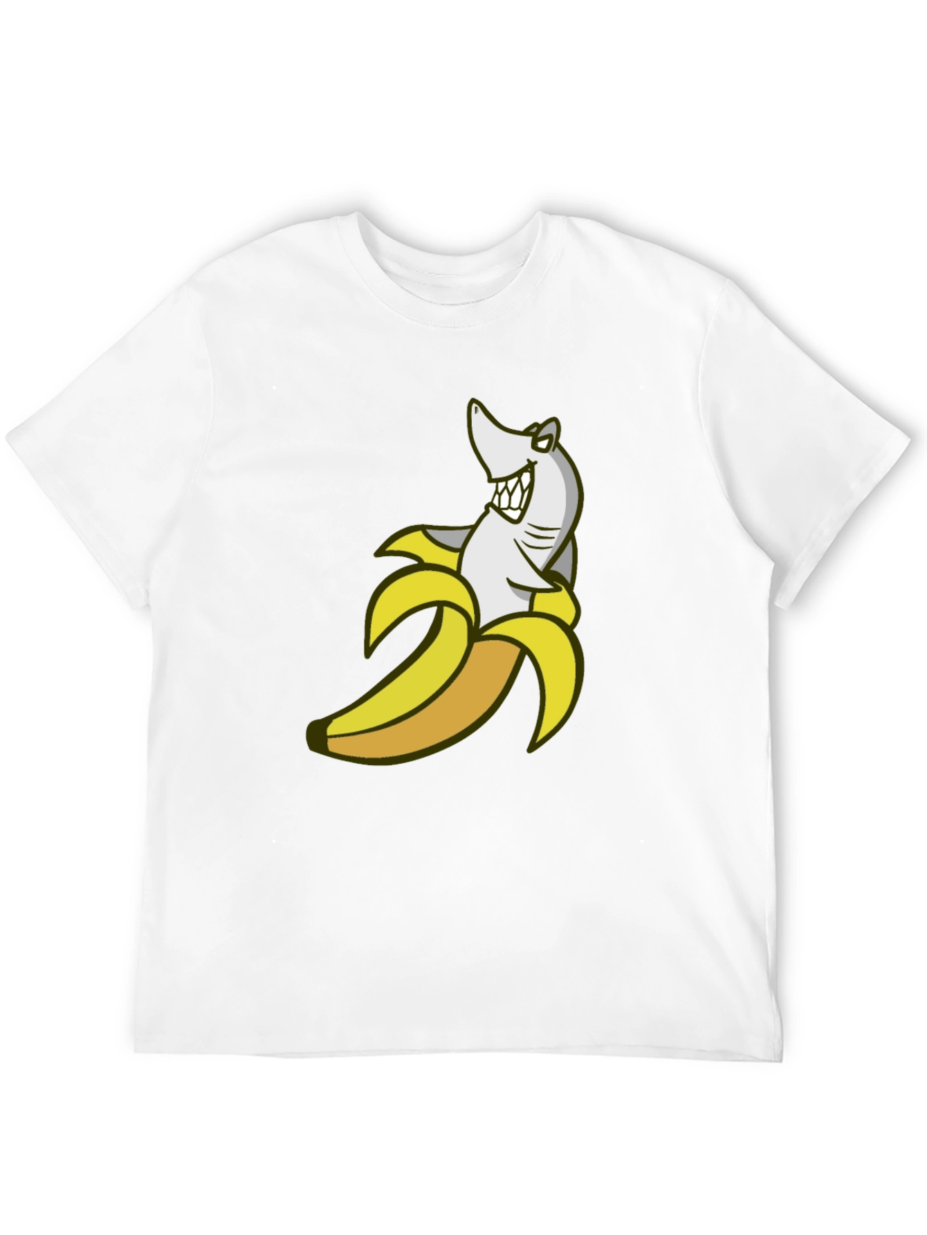 Shark Banana Funny Graphic Tee - Mens Cotton Blend