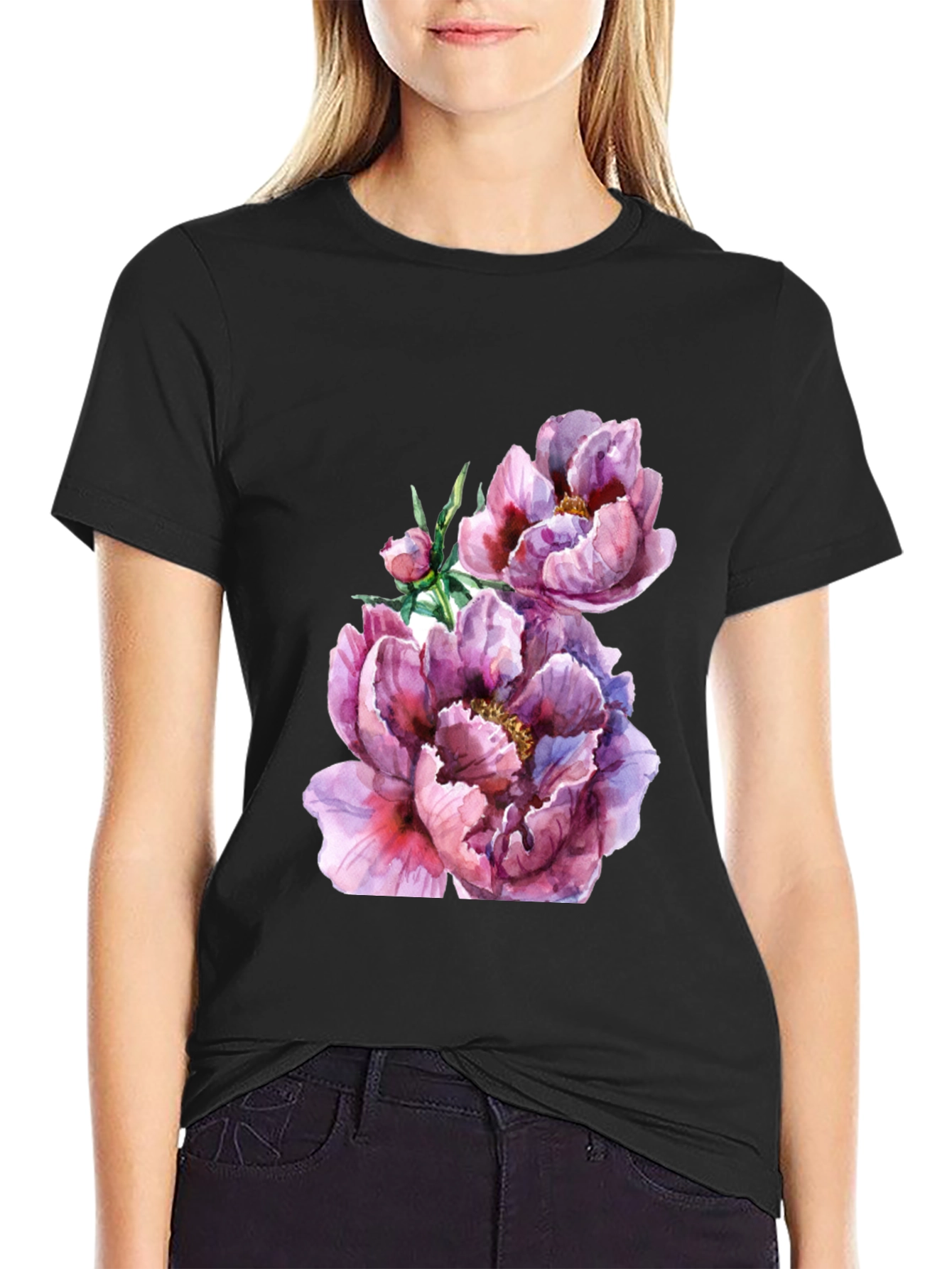 Floral Watercolor T-Shirt - Artistic Casual Wear