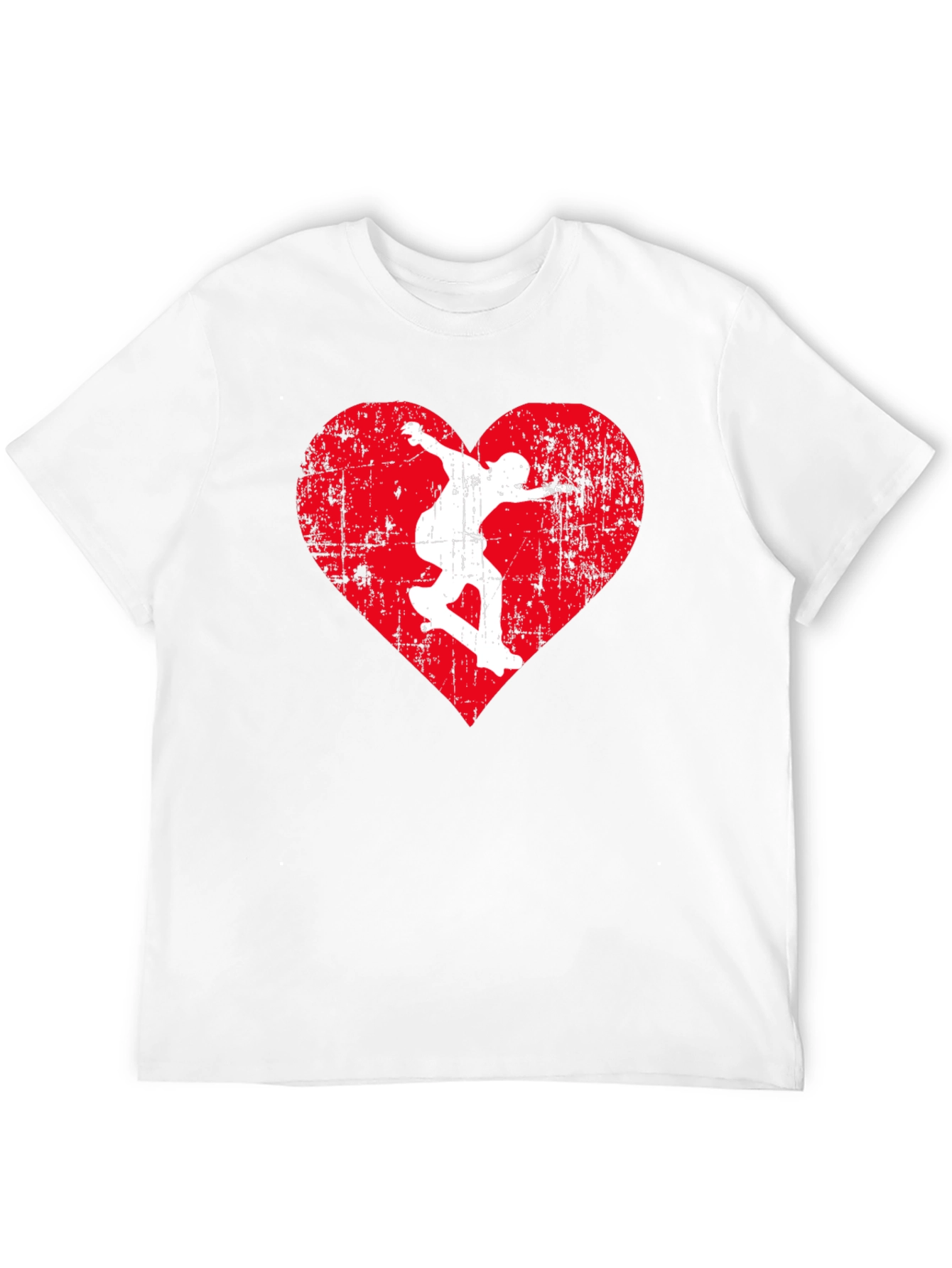 Skateboarding Heart Graphic Tee - Black Cotton