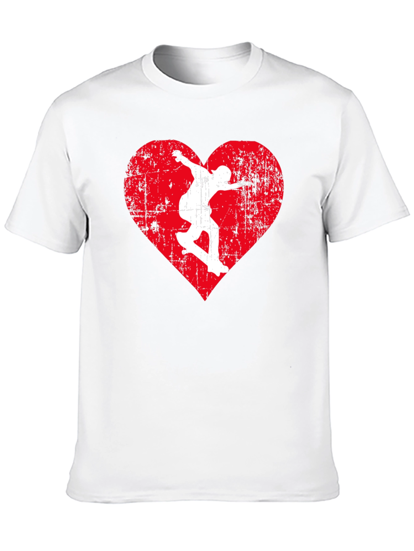 Skateboarding Heart Graphic Tee - Black Cotton