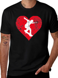 Skateboarding Heart Graphic Tee - Black Cotton