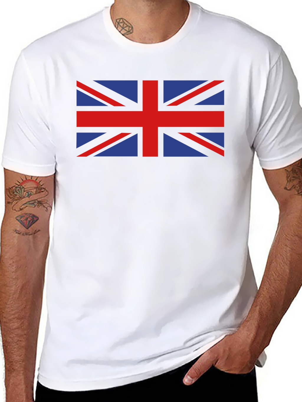 British Flag Graphic Tee - Black Crew Neck T-Shirt