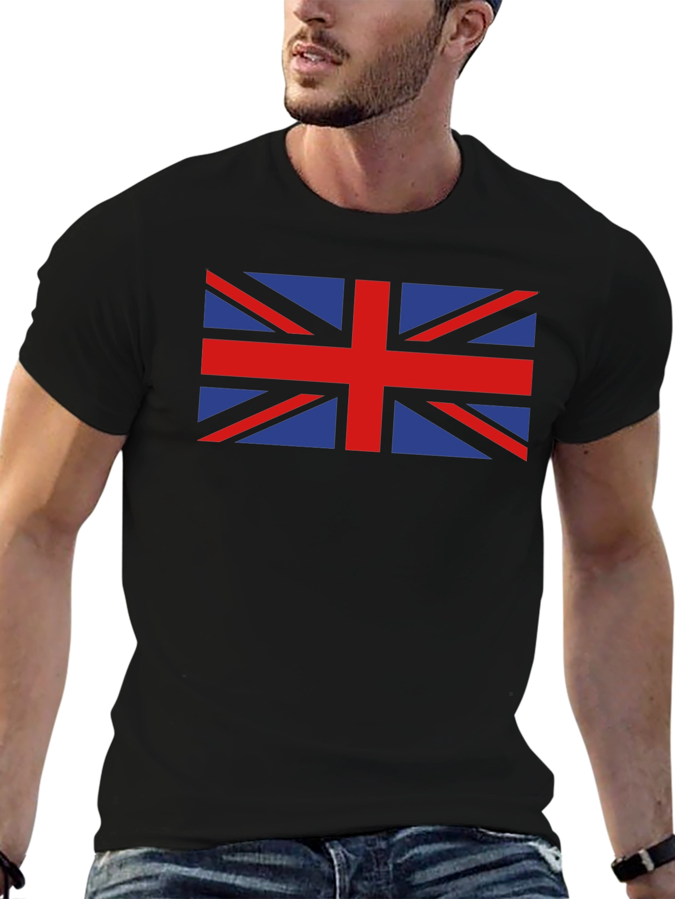 British Flag Graphic Tee - Black Crew Neck T-Shirt