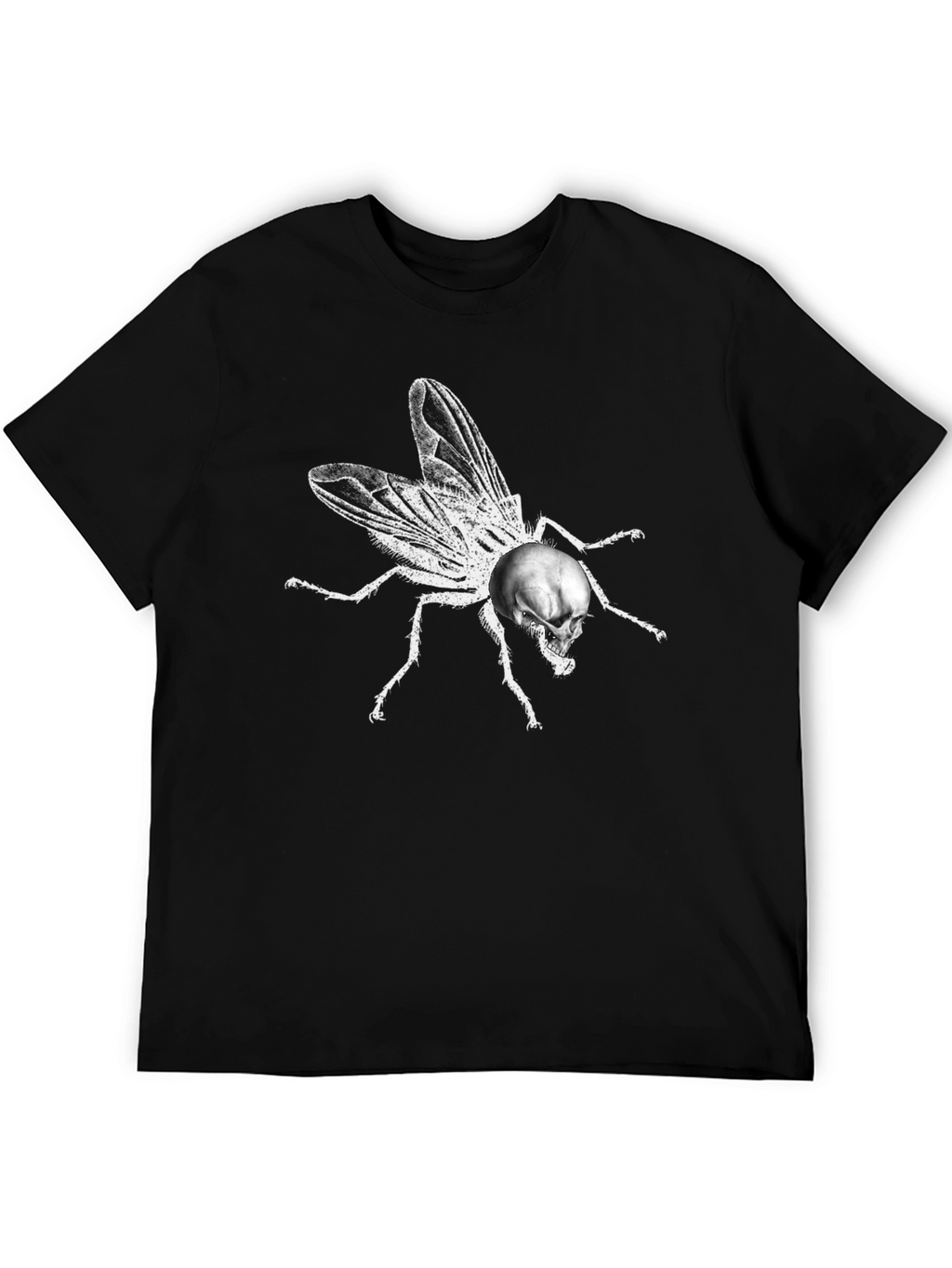 Skull Fly Graphic Tee - Black Cotton T-Shirt