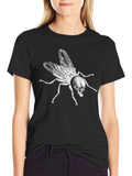 Skull Fly Graphic Tee - Black Cotton T-Shirt