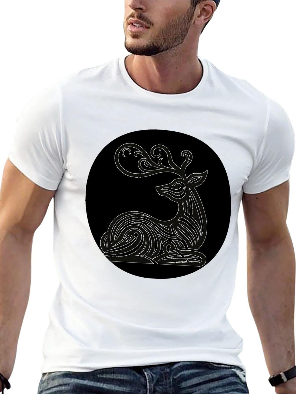 Deer Graphic Black T-Shirt