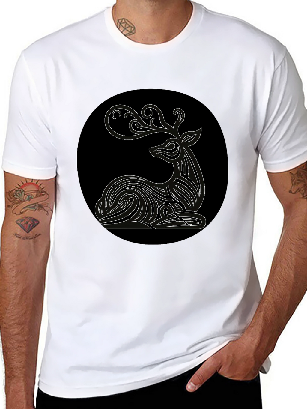 Deer Graphic Black T-Shirt