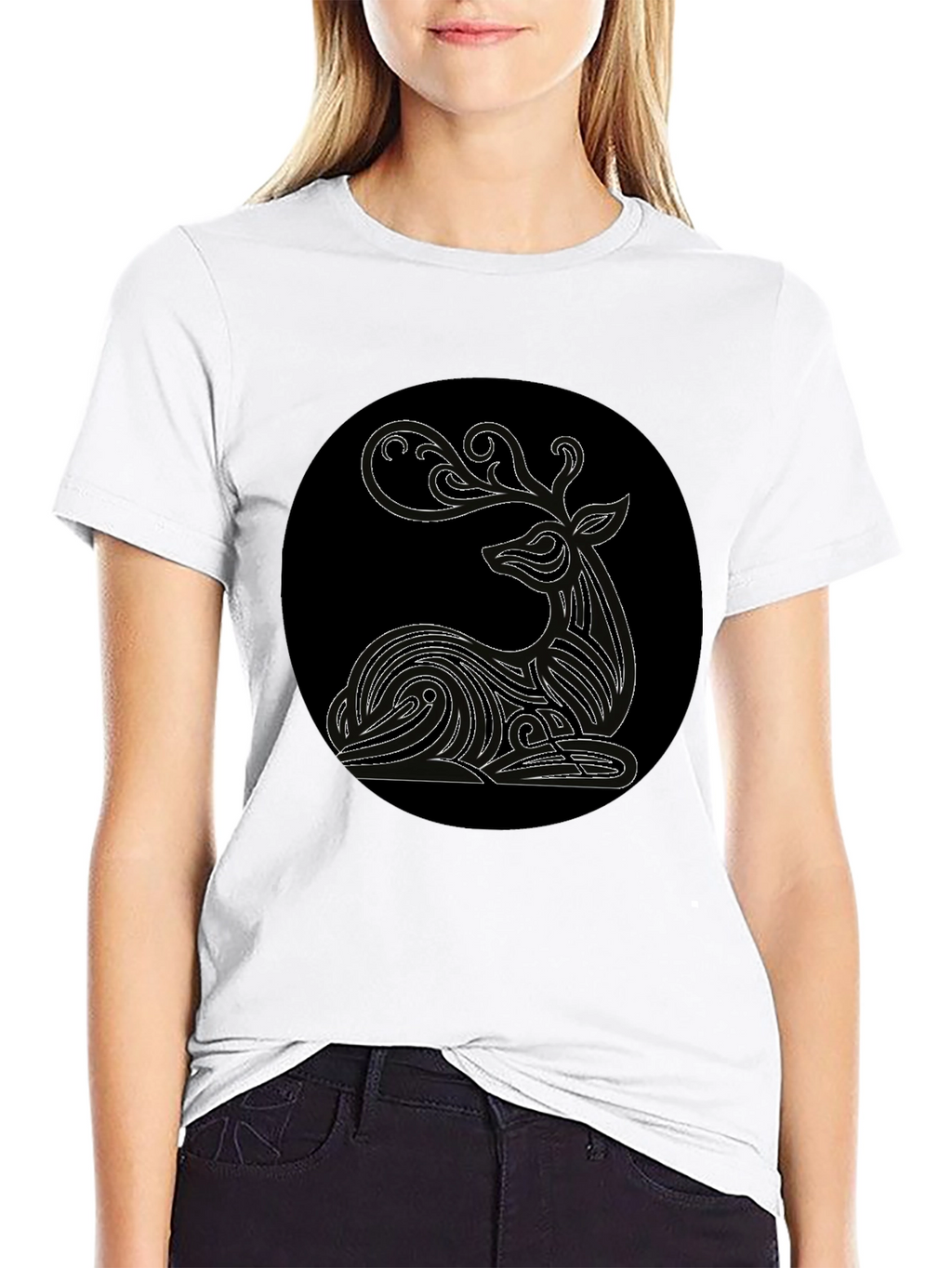 Deer Graphic Black T-Shirt