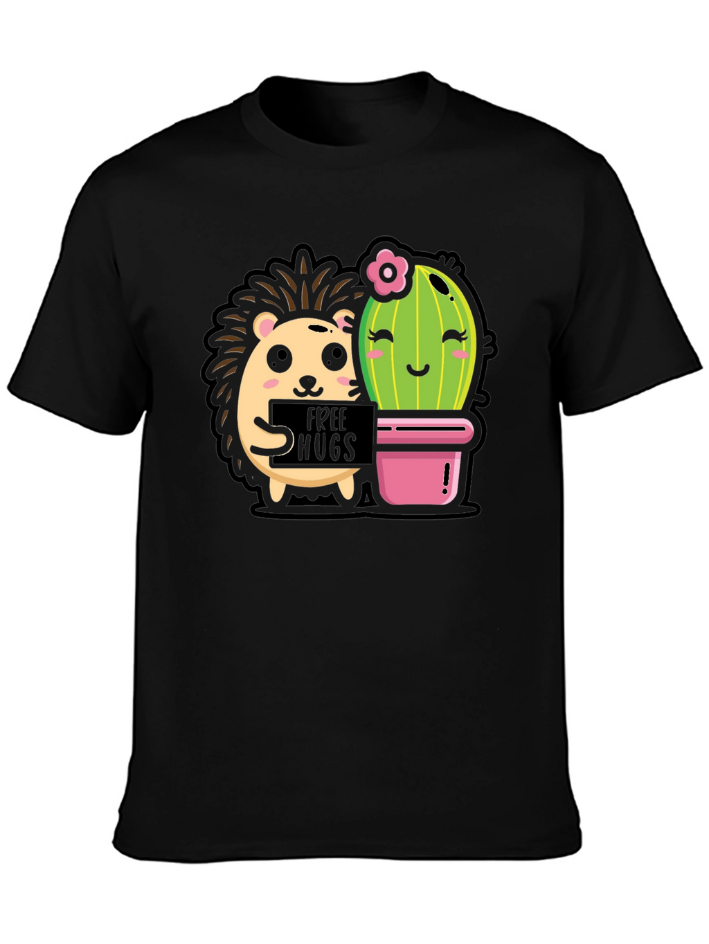 Cute Hedgehog & Cactus Hugs T-Shirt