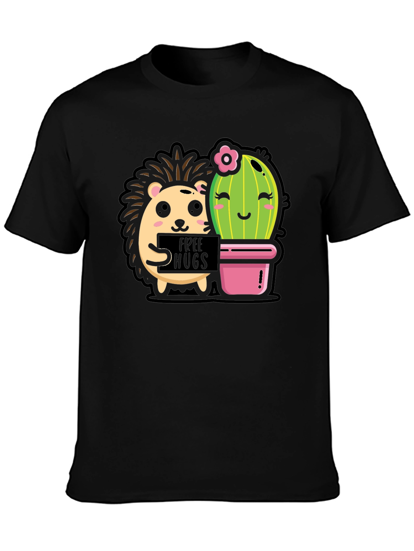 Cute Hedgehog & Cactus Hugs T-Shirt