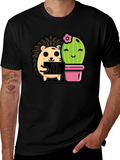 Cute Hedgehog & Cactus Hugs T-Shirt