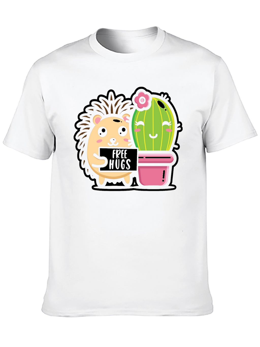 Cute Hedgehog & Cactus Hugs T-Shirt