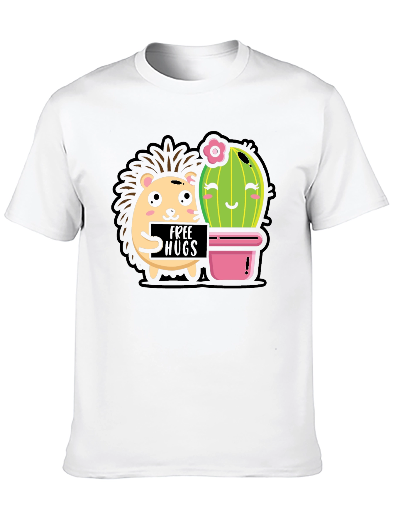 Cute Hedgehog & Cactus Hugs T-Shirt