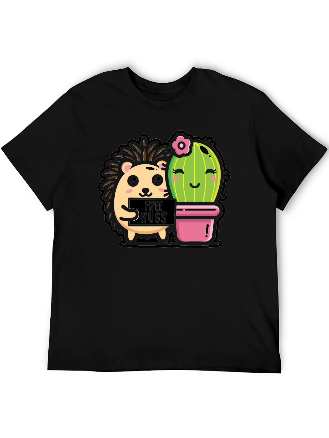 Cute Hedgehog & Cactus Hugs T-Shirt