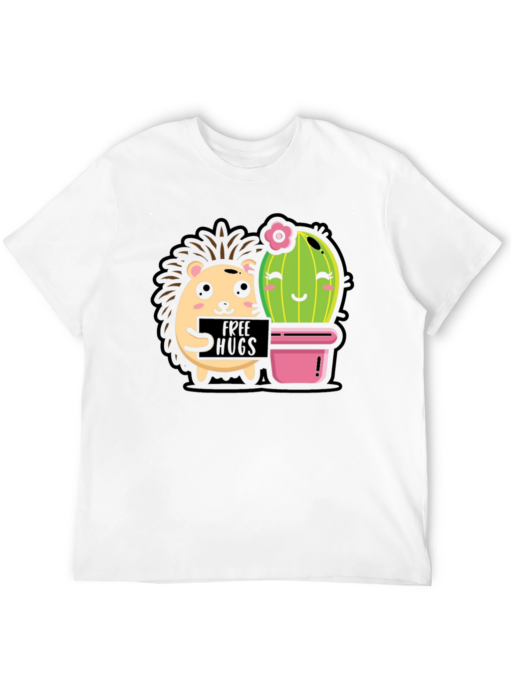 Cute Hedgehog & Cactus Hugs T-Shirt