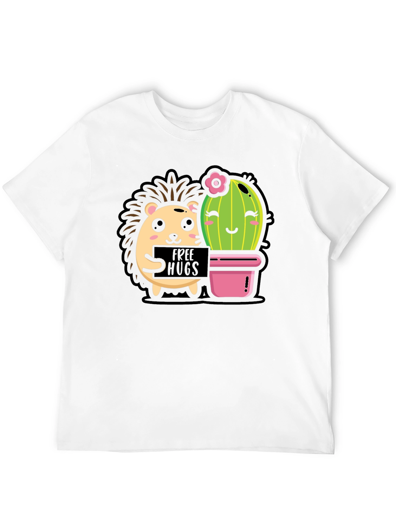 Cute Hedgehog & Cactus Hugs T-Shirt