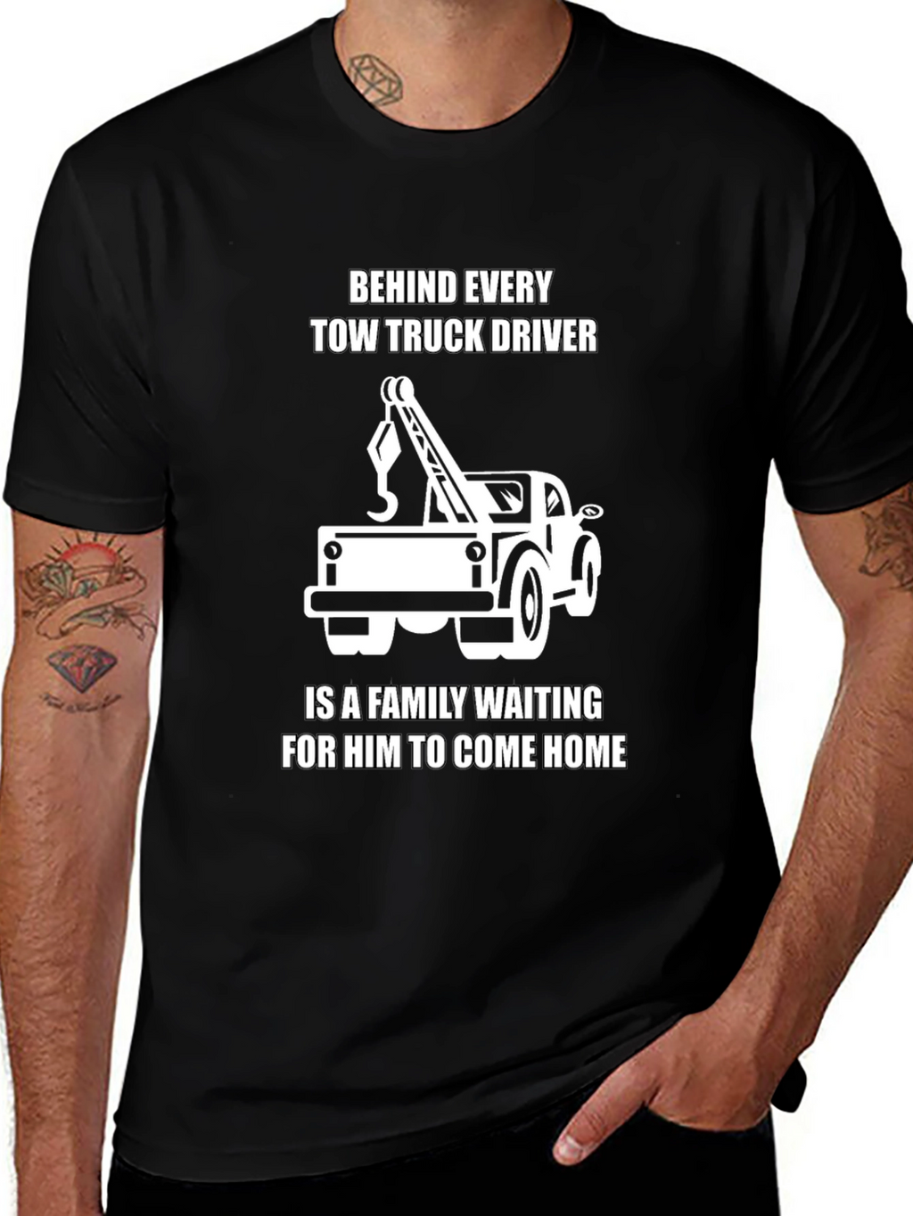 Tow Truck Driver Family T-Shirt - Black