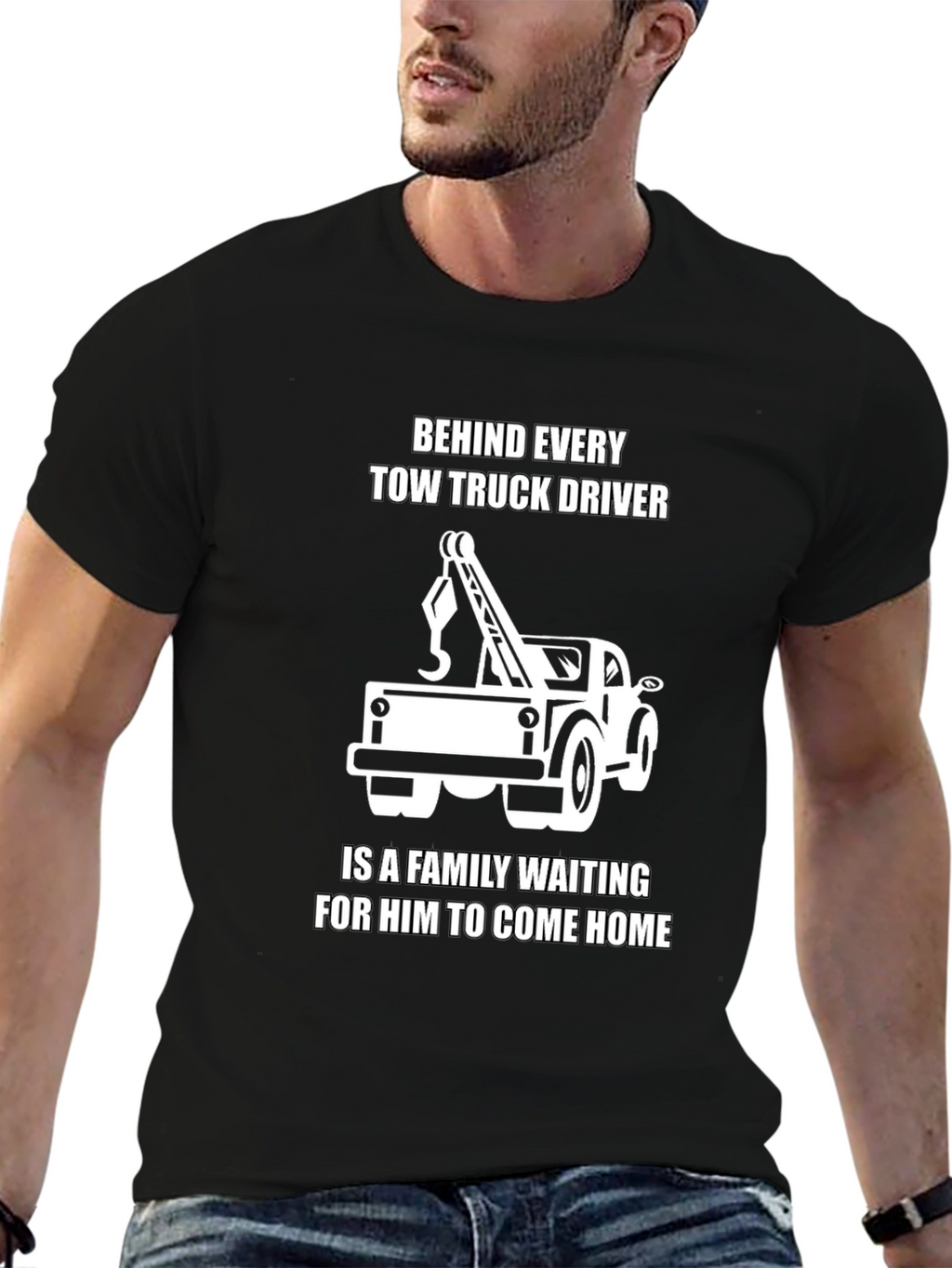 Tow Truck Driver Family T-Shirt - Black