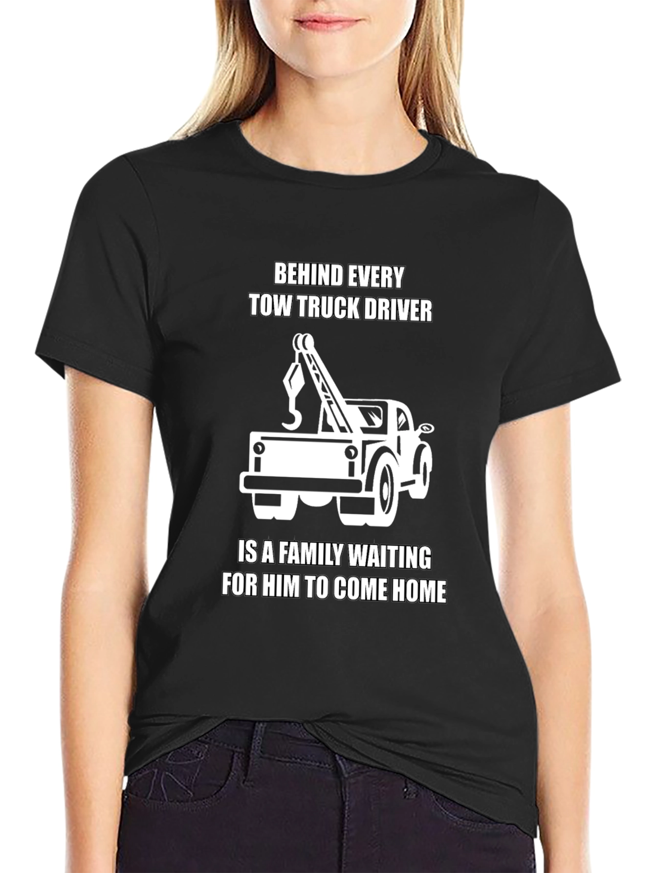 Tow Truck Driver Family T-Shirt - Black