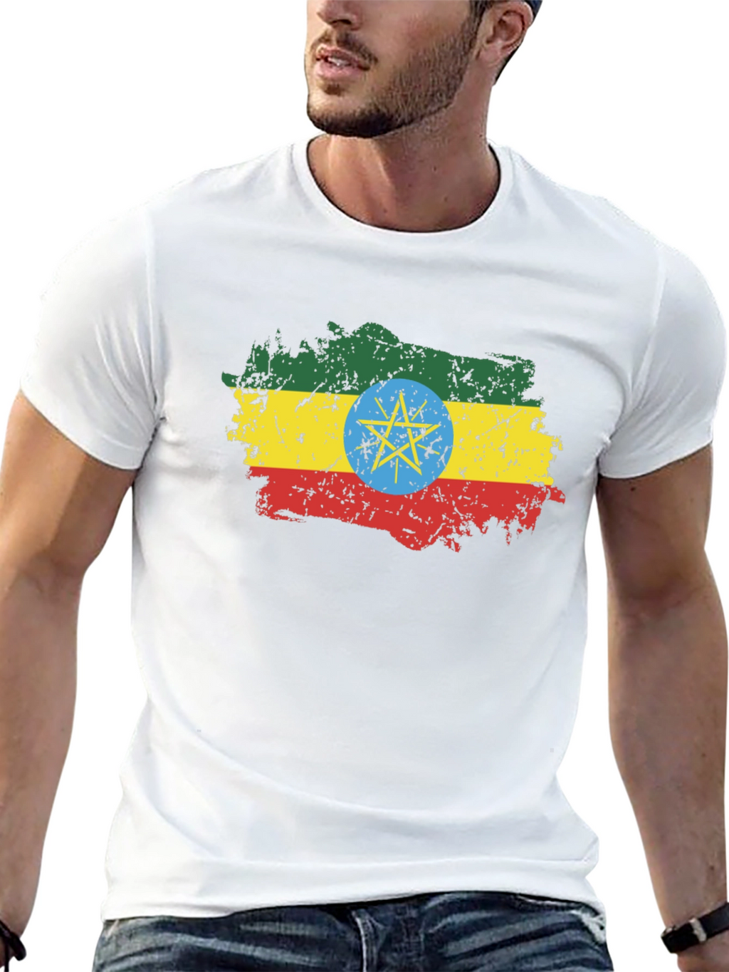 Ethiopia Flag T-Shirt - Distressed Graphic Tee