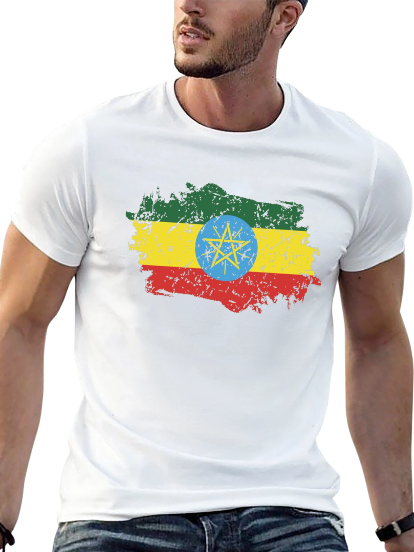 Ethiopia Flag T-Shirt - Distressed Graphic Tee