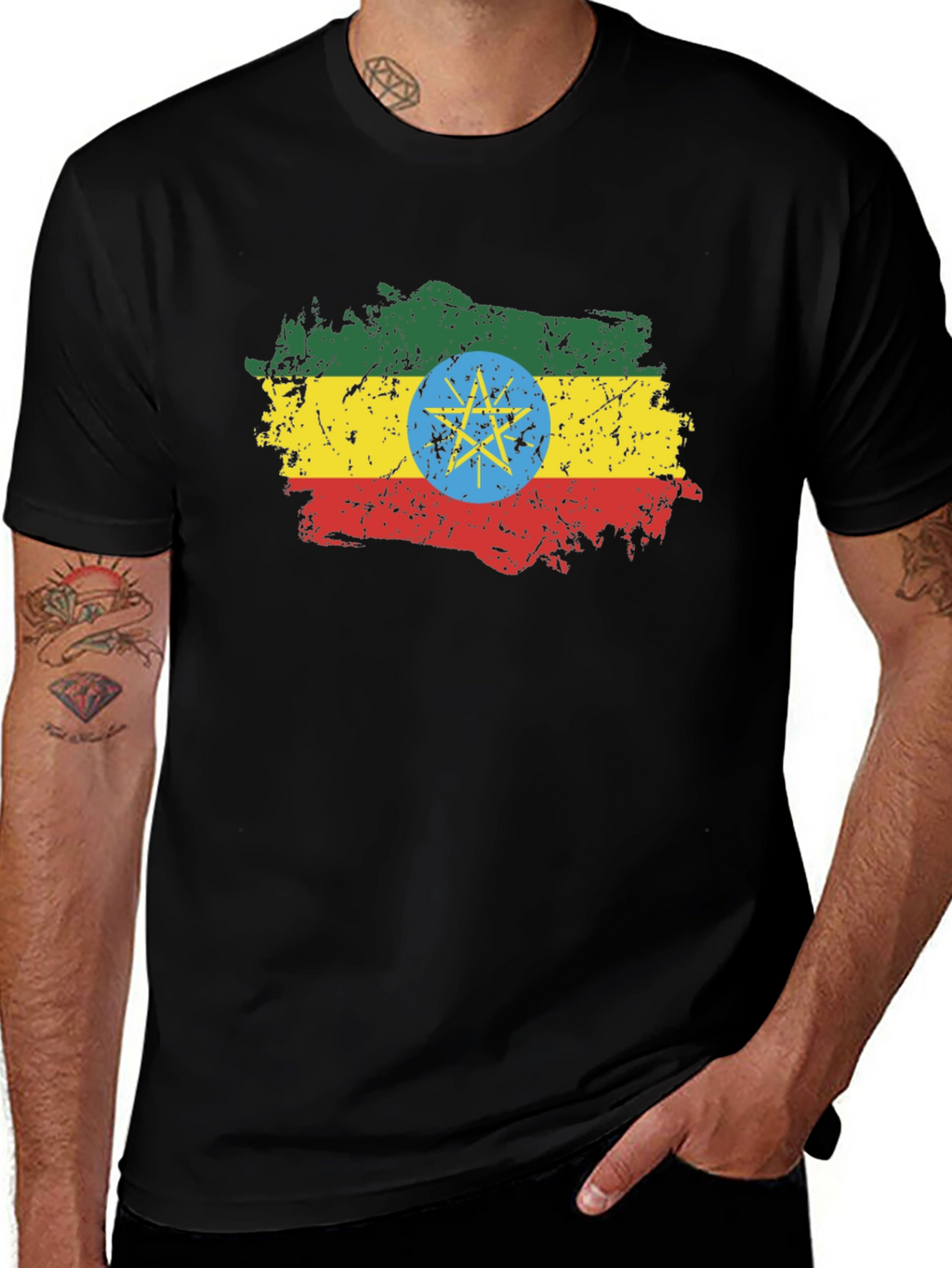 Ethiopia Flag T-Shirt - Distressed Graphic Tee