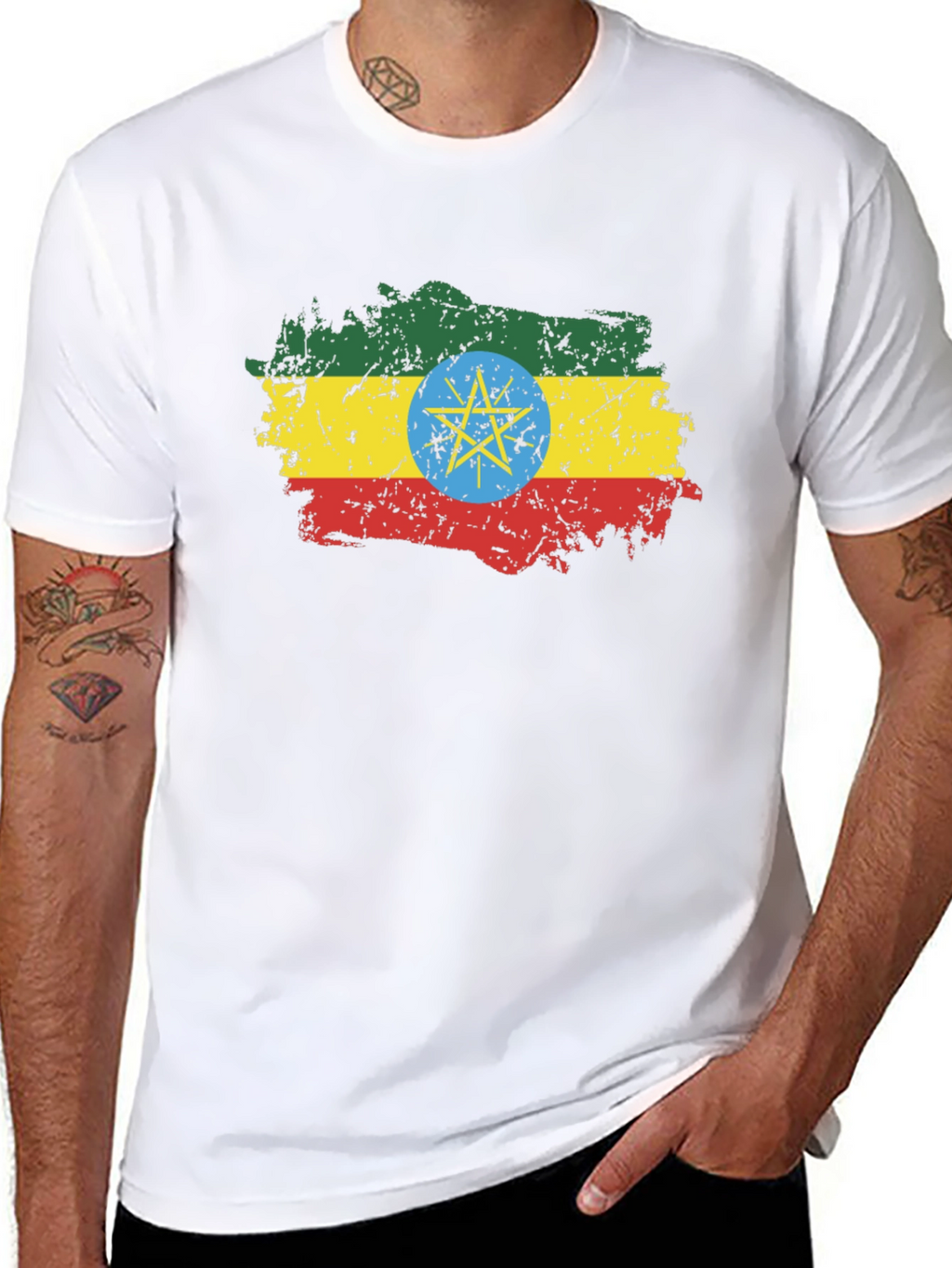 Ethiopia Flag T-Shirt - Distressed Graphic Tee