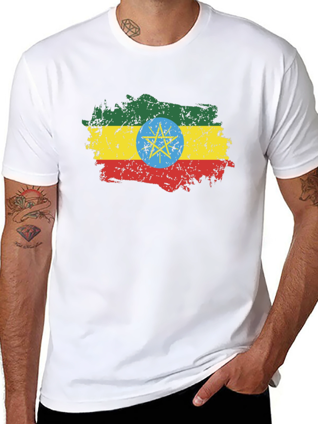 Ethiopia Flag T-Shirt - Distressed Graphic Tee