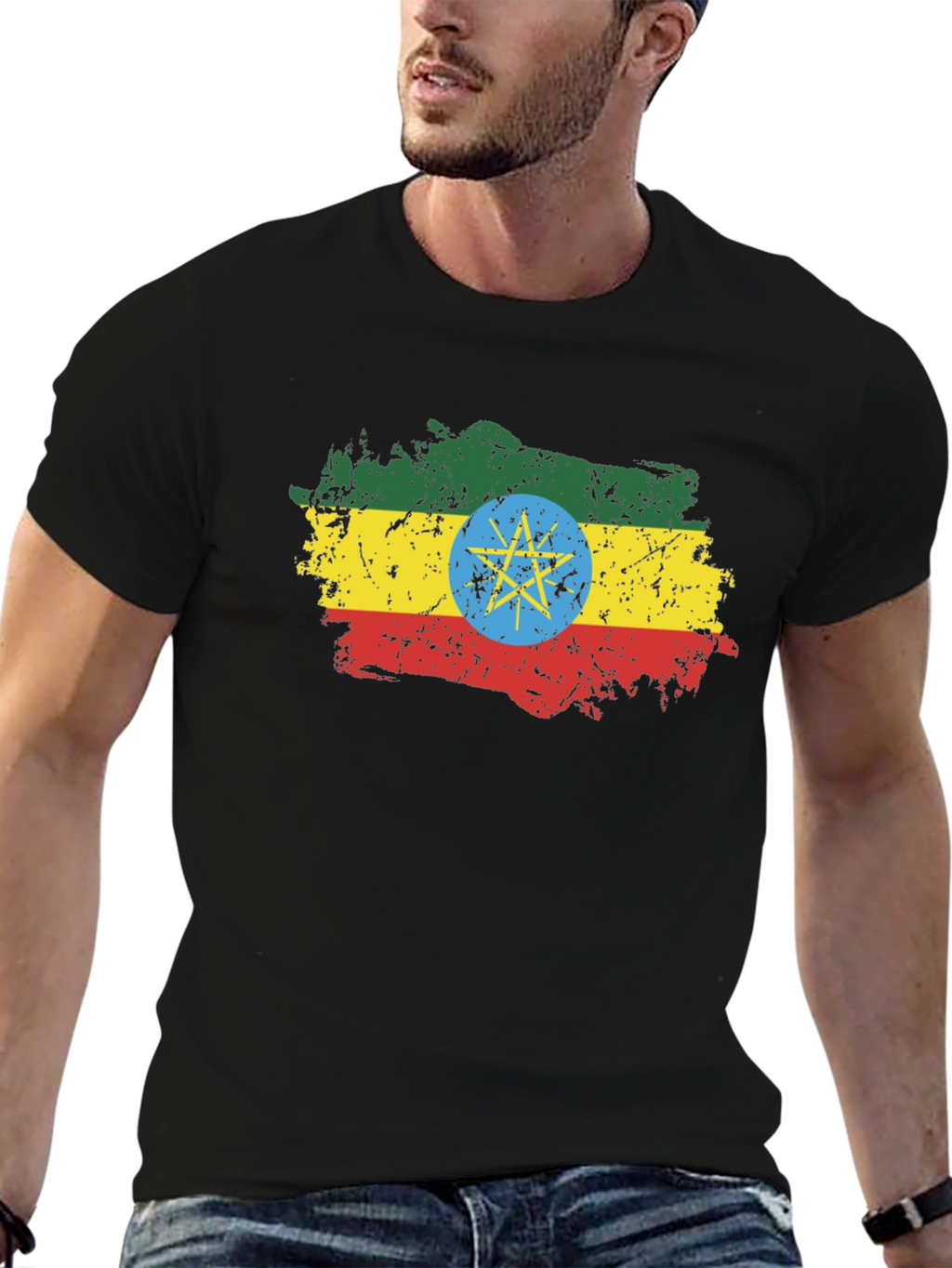 Ethiopia Flag T-Shirt - Distressed Graphic Tee