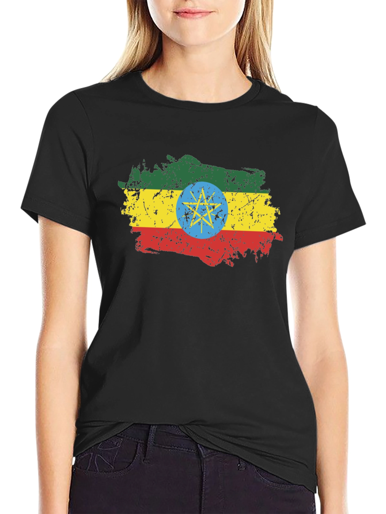 Ethiopia Flag T-Shirt - Distressed Graphic Tee