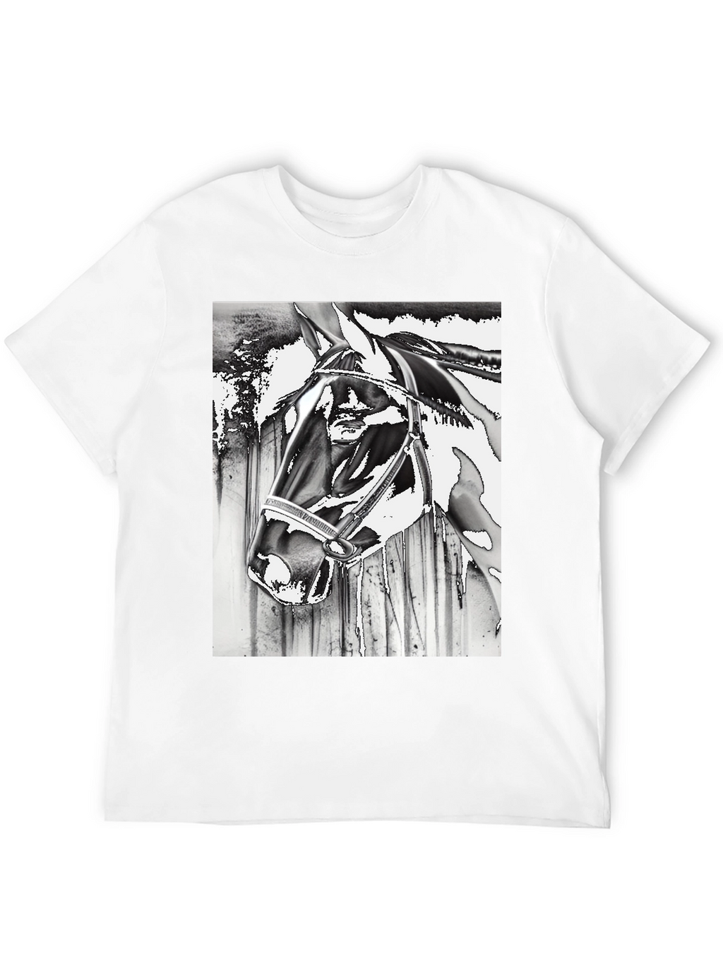 Horse Head Graphic Tee - Black Cotton Blend
