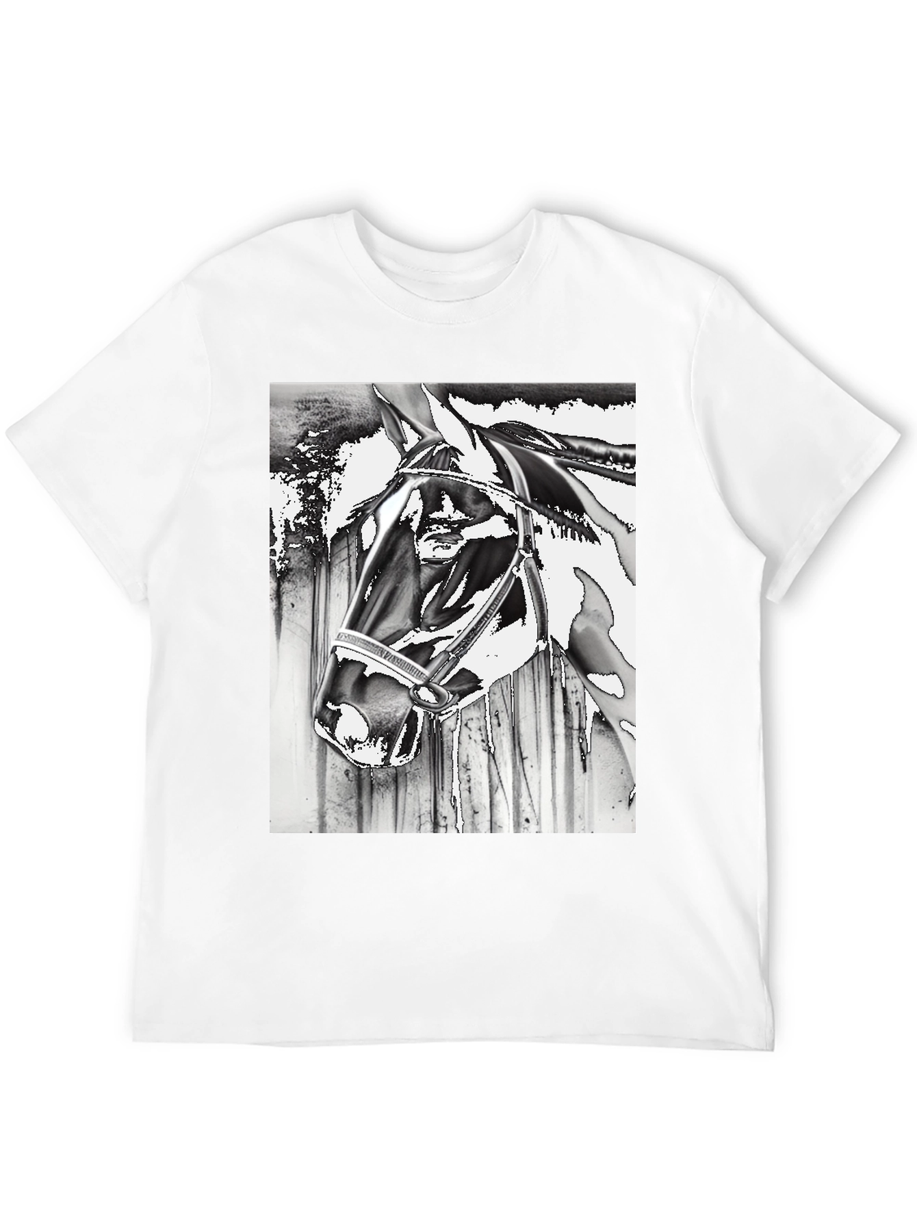 Horse Head Graphic Tee - Black Cotton Blend