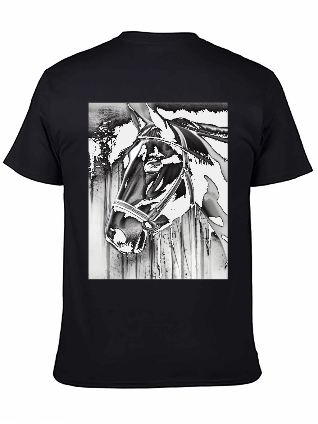 Horse Head Graphic Tee - Black Cotton Blend