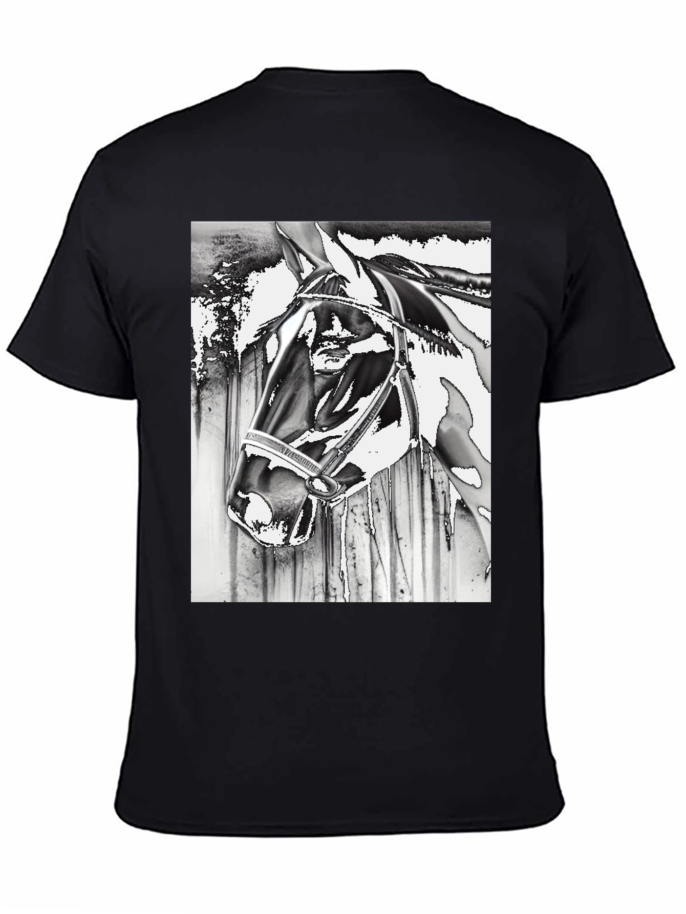 Horse Head Graphic Tee - Black Cotton Blend