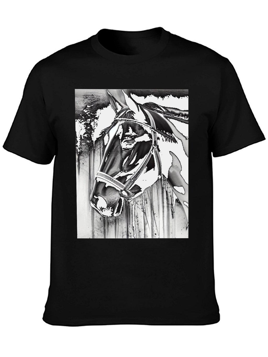 Horse Head Graphic Tee - Black Cotton Blend