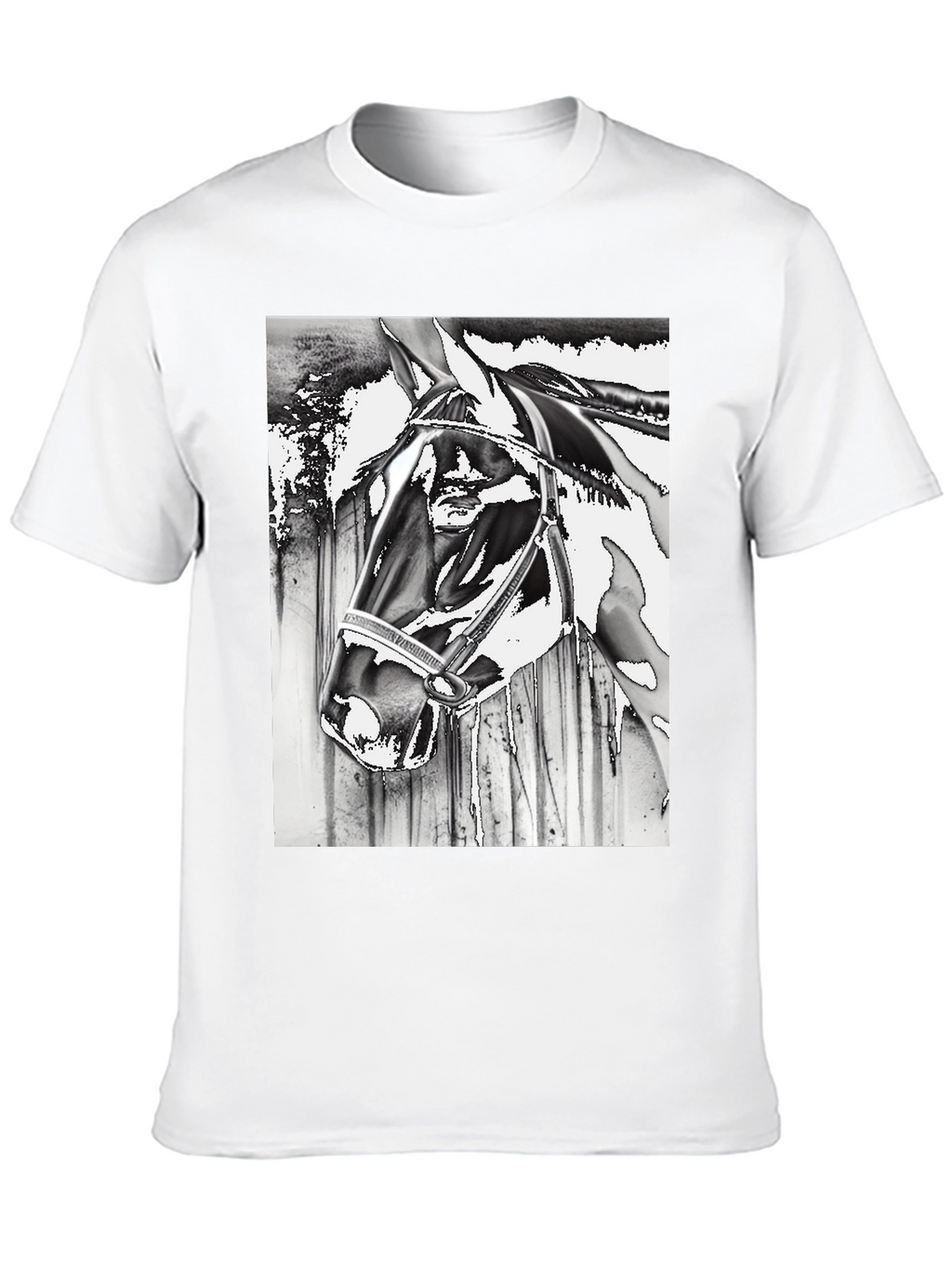 Horse Head Graphic Tee - Black Cotton Blend