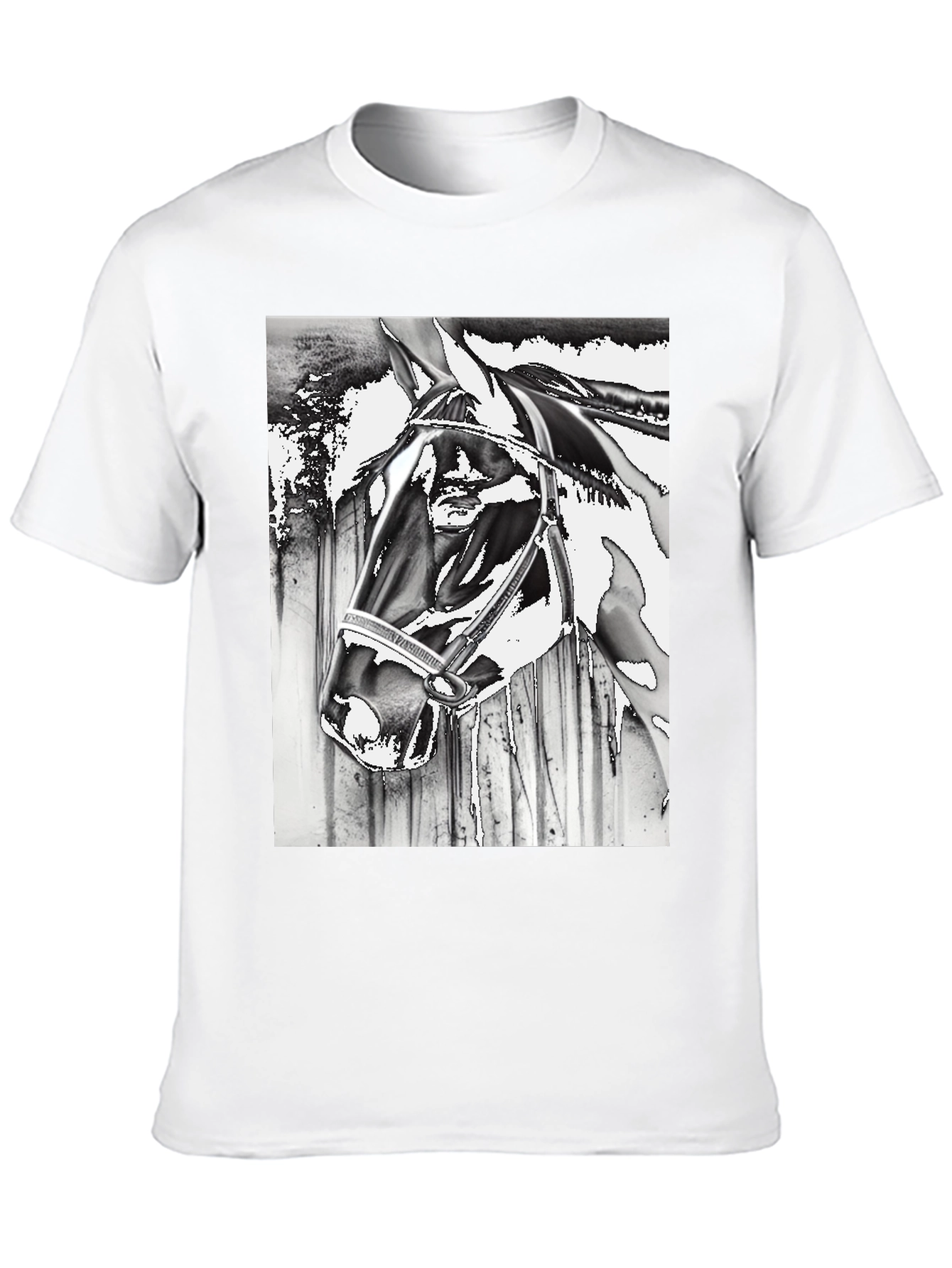 Horse Head Graphic Tee - Black Cotton Blend