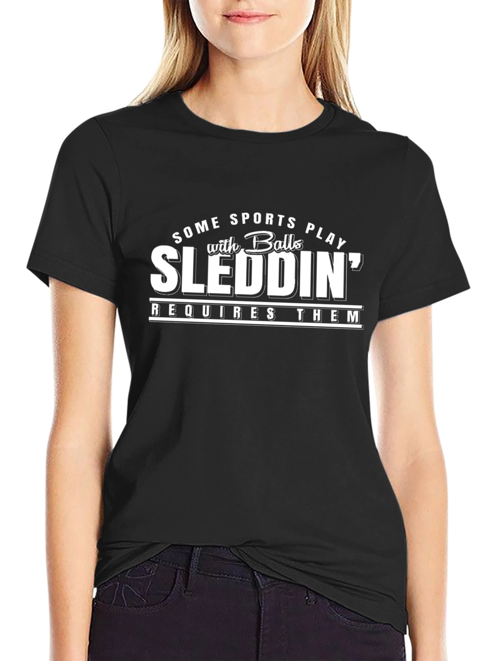 Sleddin Humor Graphic T-Shirt - Black
