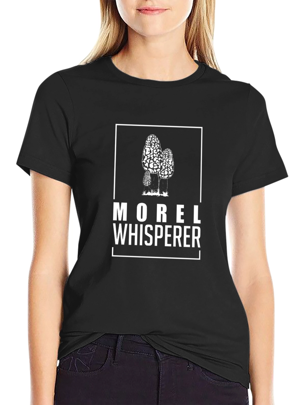 Morel Whisperer Black T-Shirt - Mushroom Hunter Tee