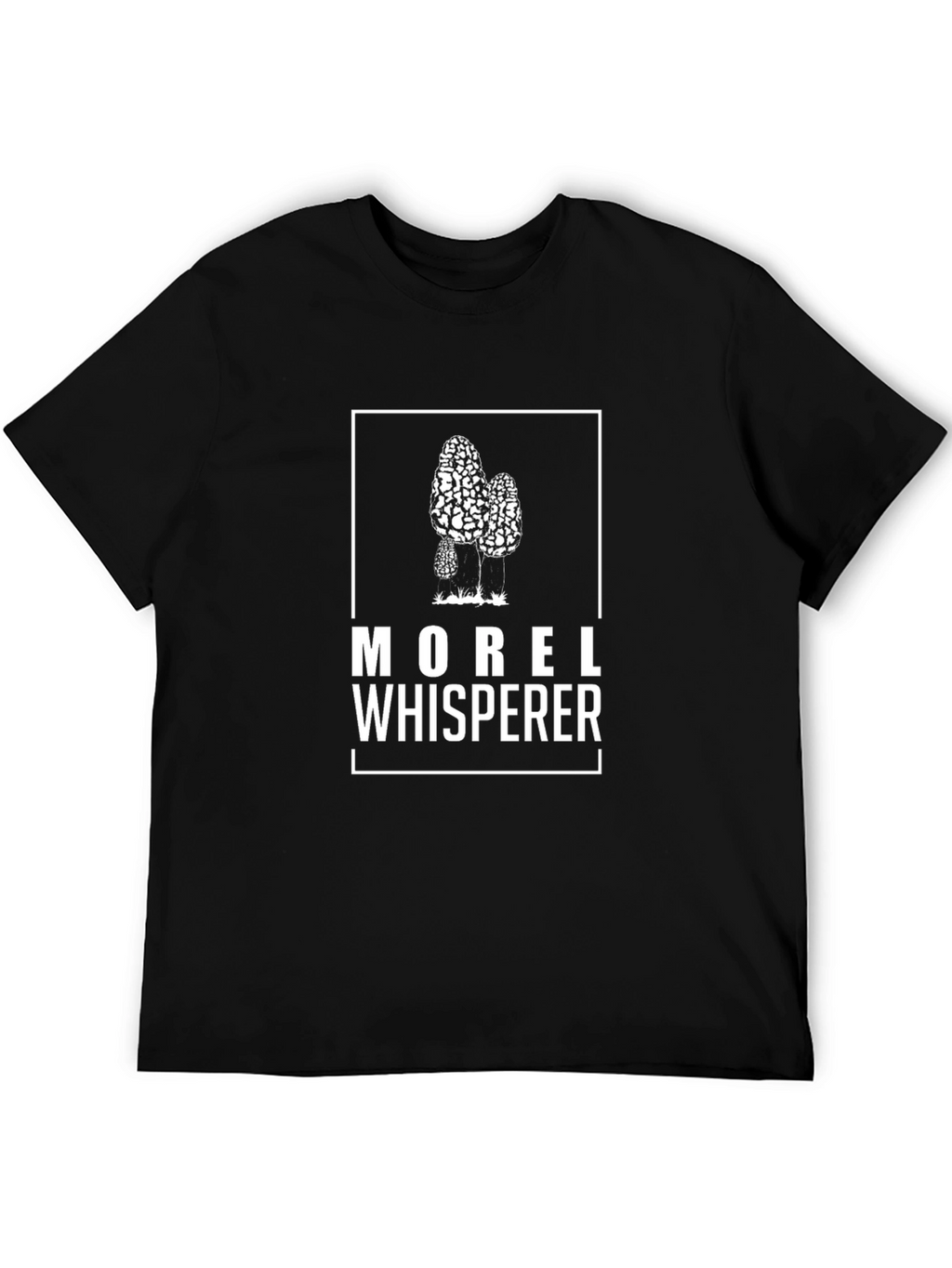 Morel Whisperer Black T-Shirt - Mushroom Hunter Tee