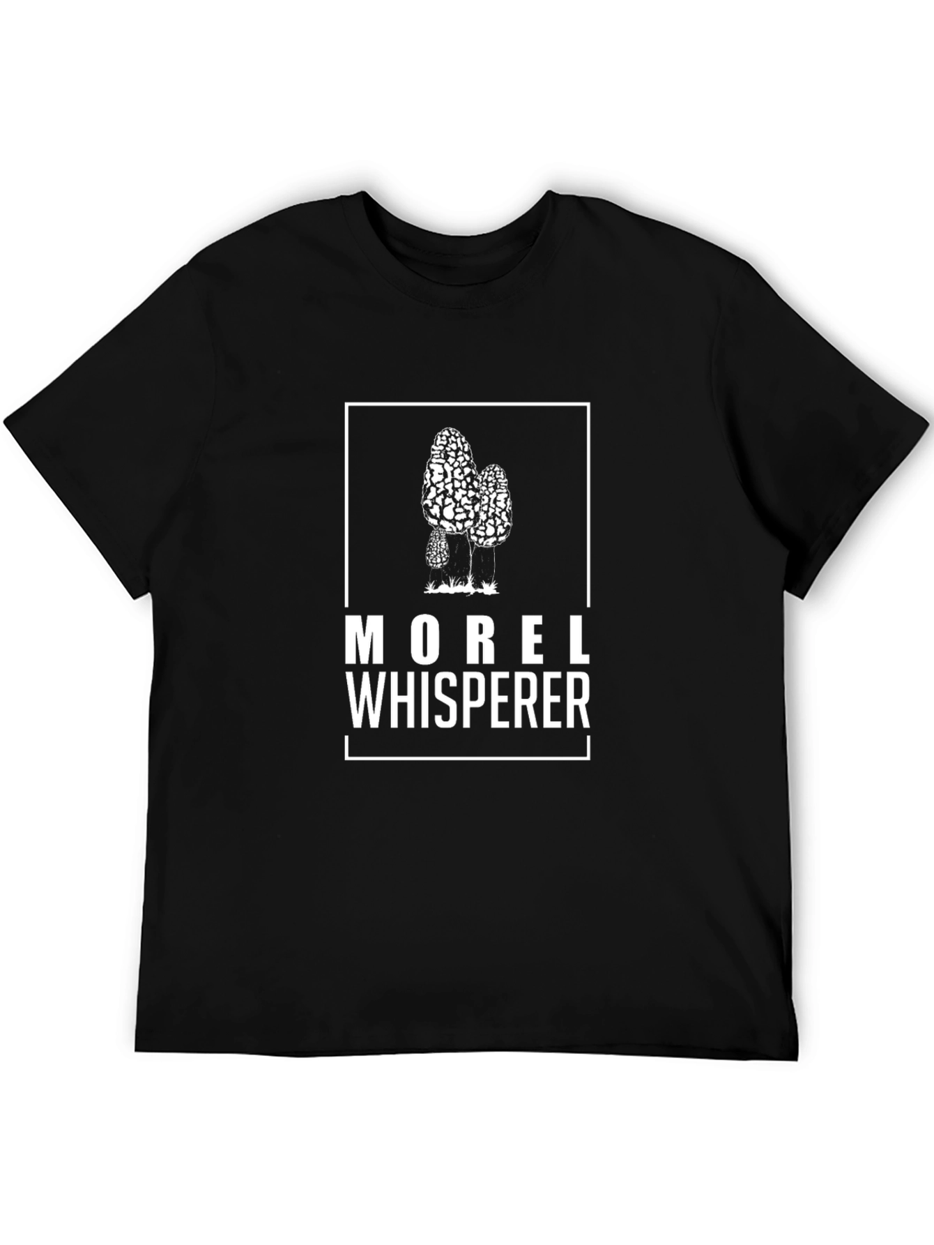 Morel Whisperer Black T-Shirt - Mushroom Hunter Tee