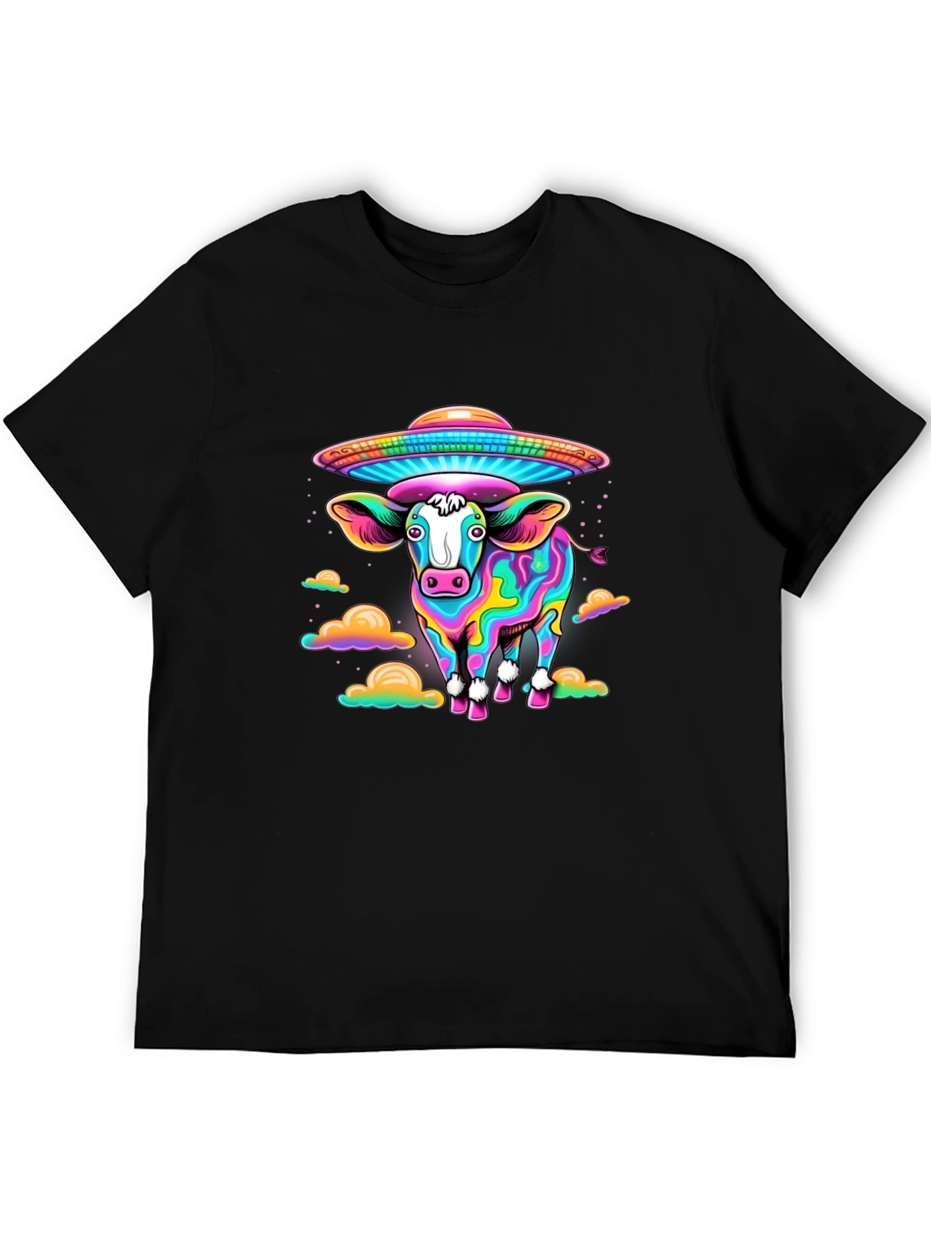 Trippy Cow UFO Abduction Graphic Tee