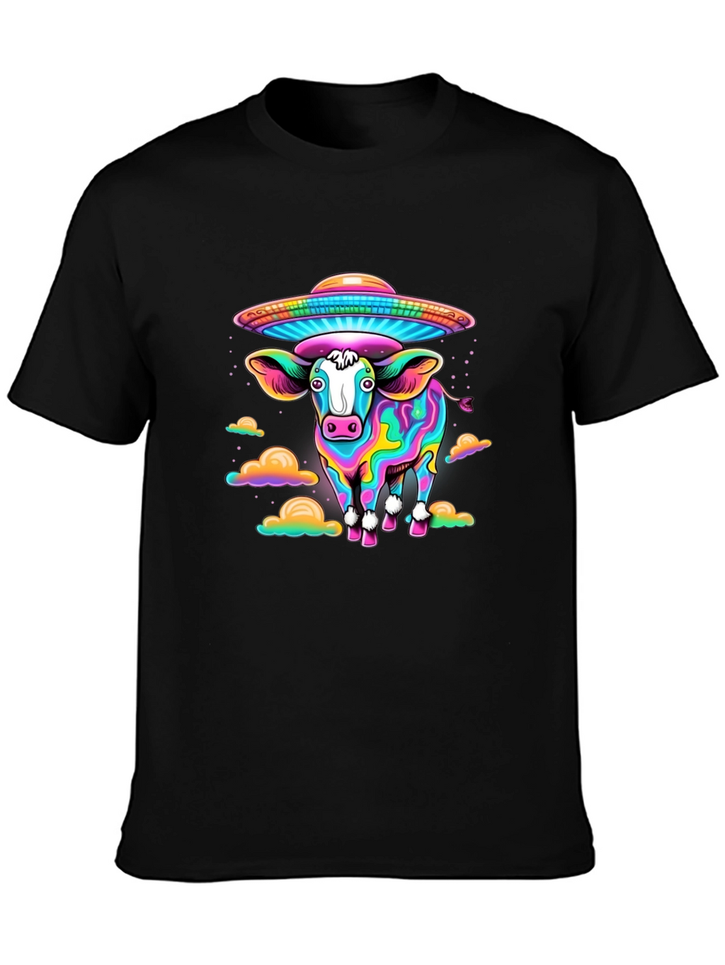 Trippy Cow UFO Abduction Graphic Tee
