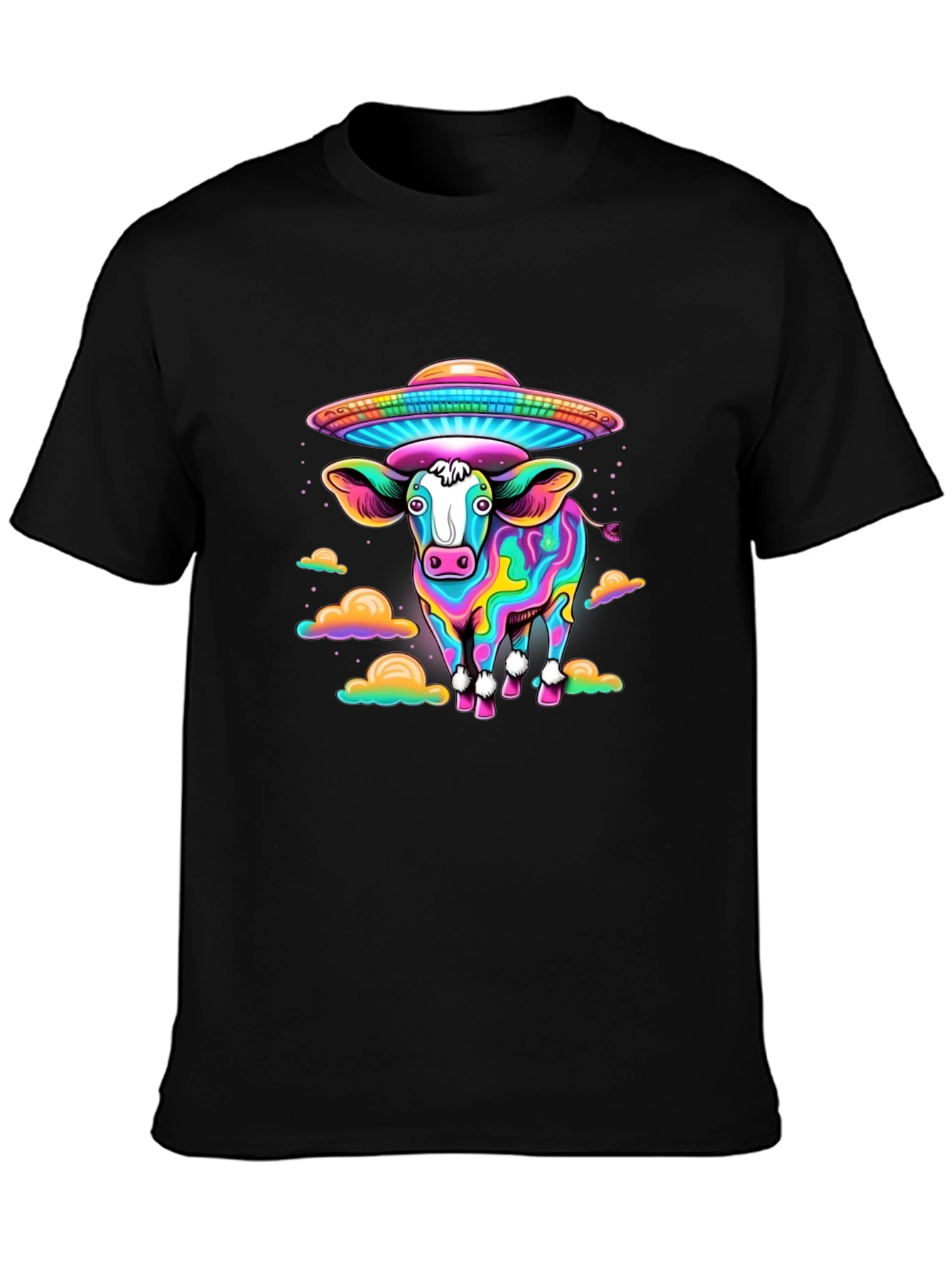 Trippy Cow UFO Abduction Graphic Tee