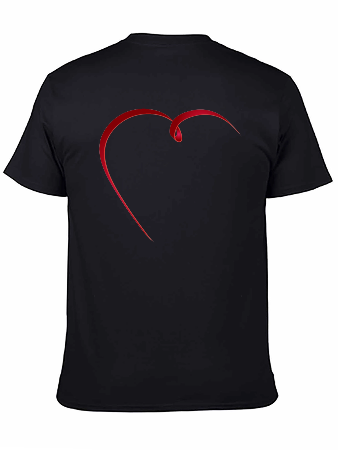 Black T-Shirt with Red Ribbon Heart Graphic