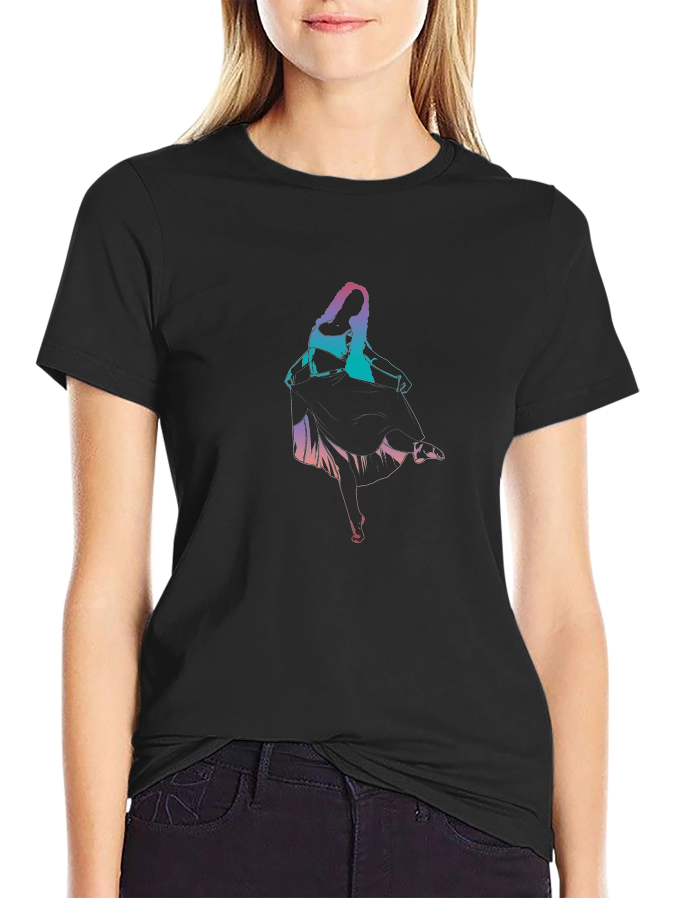 Gradient Dancer Graphic Black T-Shirt