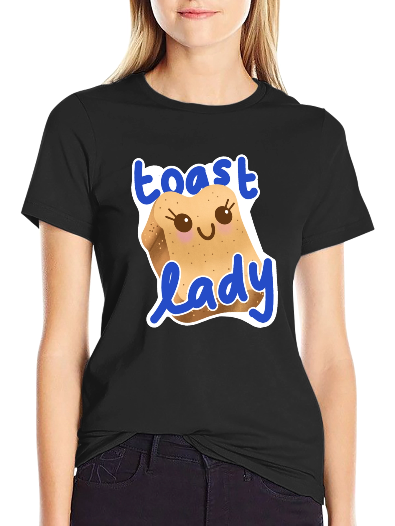 Toast Lady Graphic T-Shirt - Cute Foodie Tee