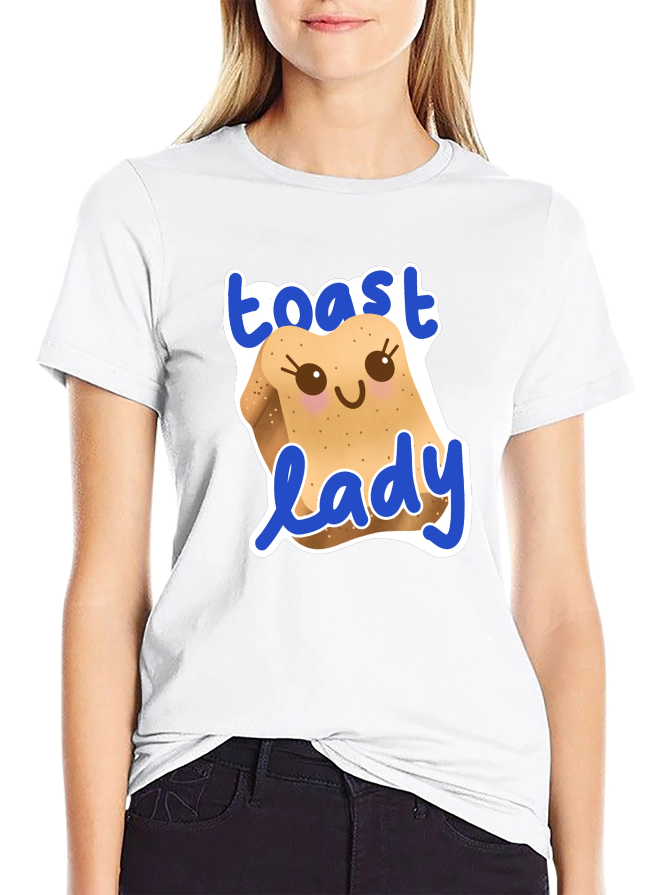 Toast Lady Graphic T-Shirt - Cute Foodie Tee